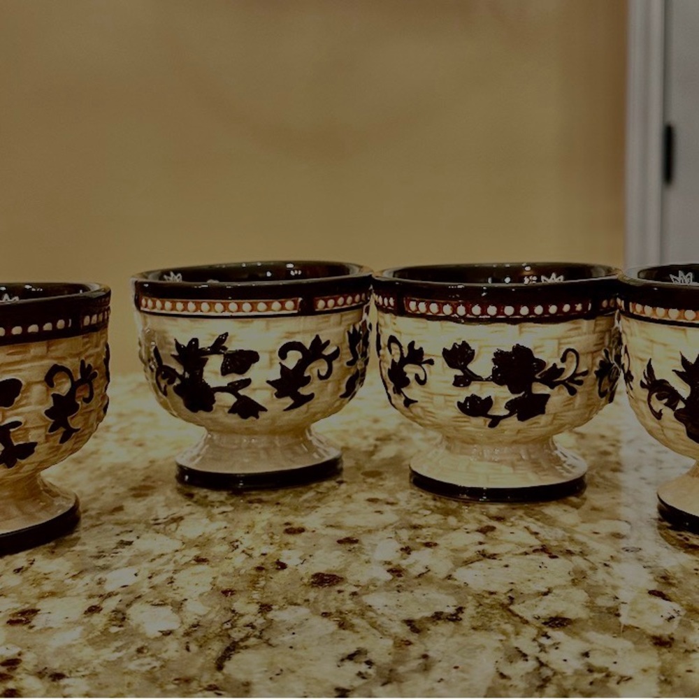 Elegant Cream and Black  Ceramic Bowls